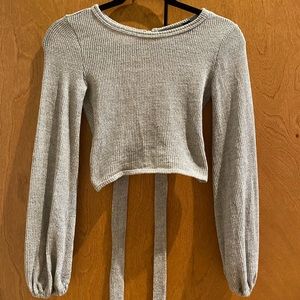 Grey Cropped Backless Sweater
